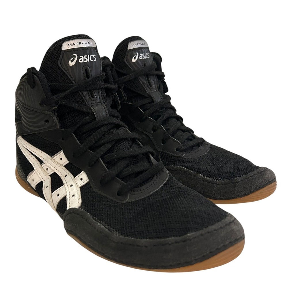 Asics Matflex 6 Wrestling Shoes Black White Gum Sole 1084A011 Mens 4.5